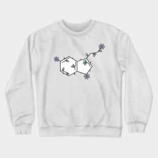 Serotonin neurotransmitter organic with flower and leaves floral. Crewneck Sweatshirt